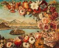 島と花の花輪 ジョルジョ・デ・キリコ 印象派 花